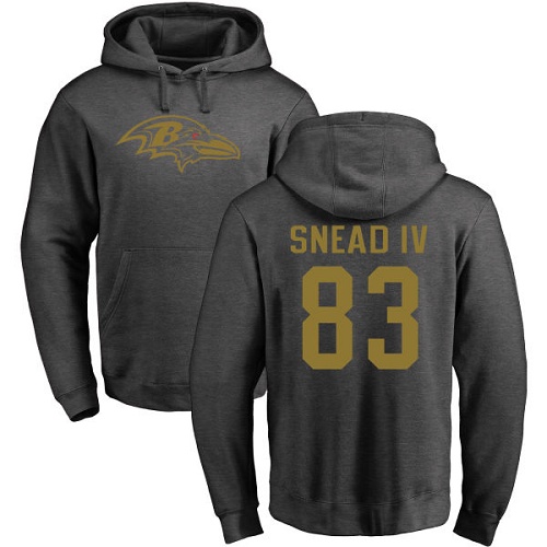 Men Baltimore Ravens Ash Willie Snead IV One Color NFL Football #83 Pullover Hoodie Sweatshirt